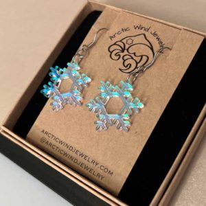 Magical Purple Turquoise Snowflake Acrylic -earrings