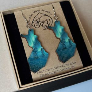 Finland Aurora Borealis Wooden -earrings