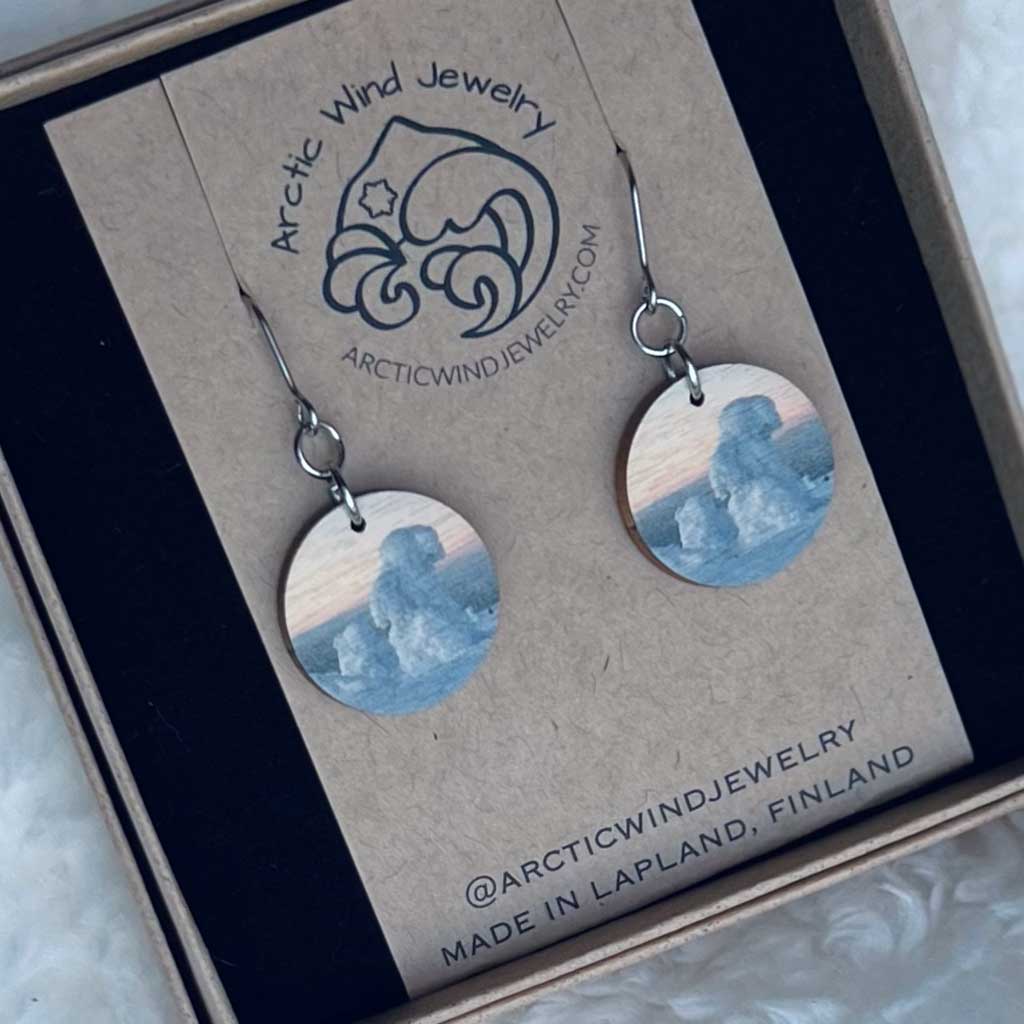 Lapland Magical Polar Night Wooden -earrings brings the feeling of magical polar night time to you!