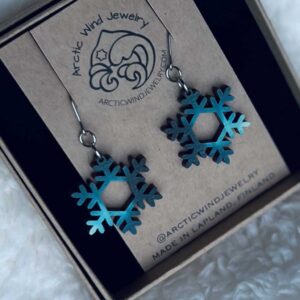 Northern Lights Snowflake Wooden -earrings brings the magical winter feeling for you