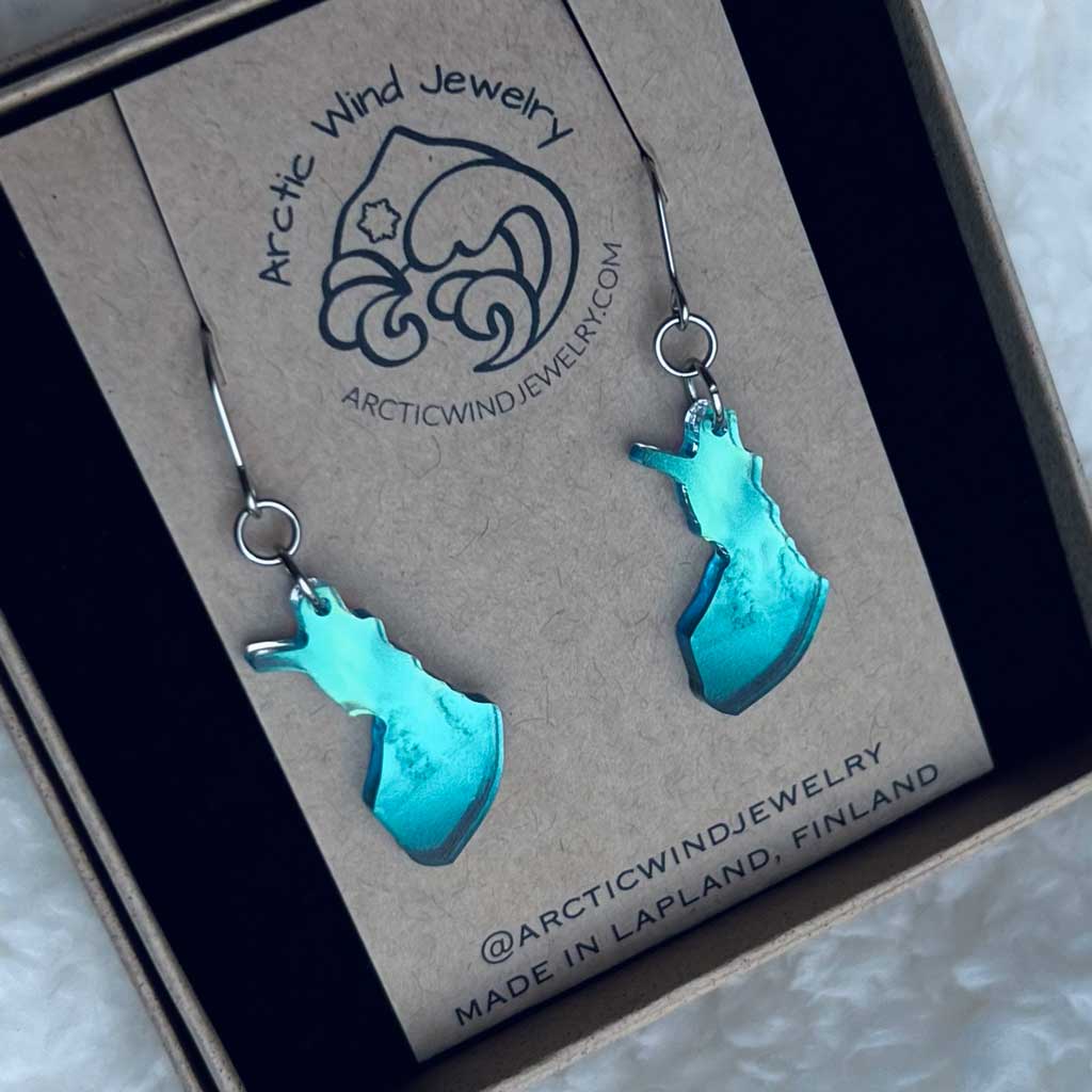 Finland with Aurora Borealis Acrylic -earrings remind the magical winter of Finnish Lapland.
