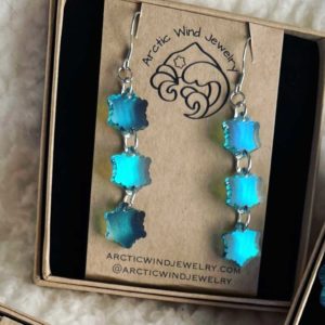 Northern Lights in Tiny Snowflakes Acrylic -earrings