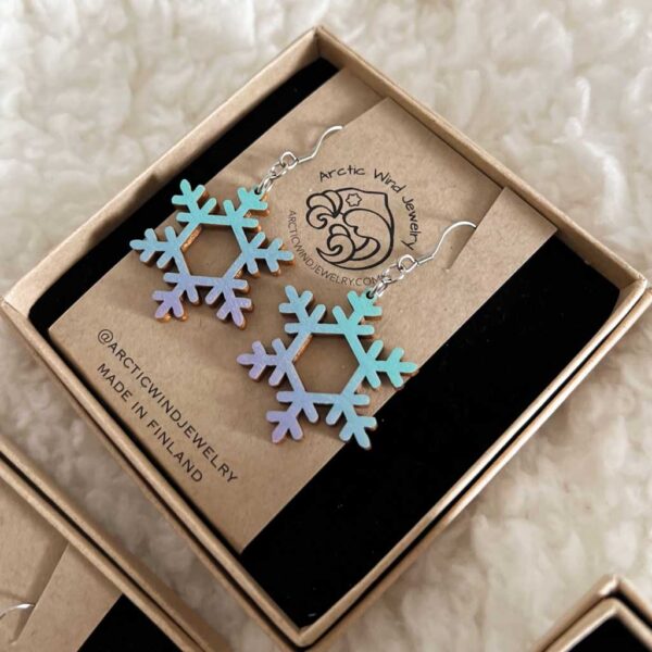 Magical turquoise purple snowflake lapland earrings