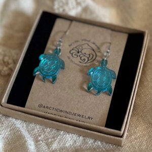 Little Turquoise Green Sea Turtle Acrylic -earrings