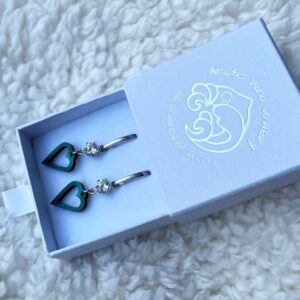 Aurora borealis heart earrings for northern lights lover - arctic wind jewelry