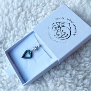 Northern Lights heart necklace - Arctic wind jewelry