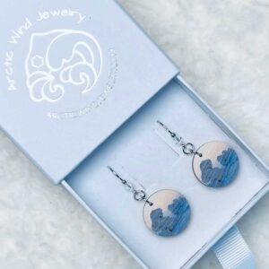 Lapland Magic with Polar Night Colors Wooden Sterling Silver 925 with Crystal -earrings have a piece of Lapland's Magic.