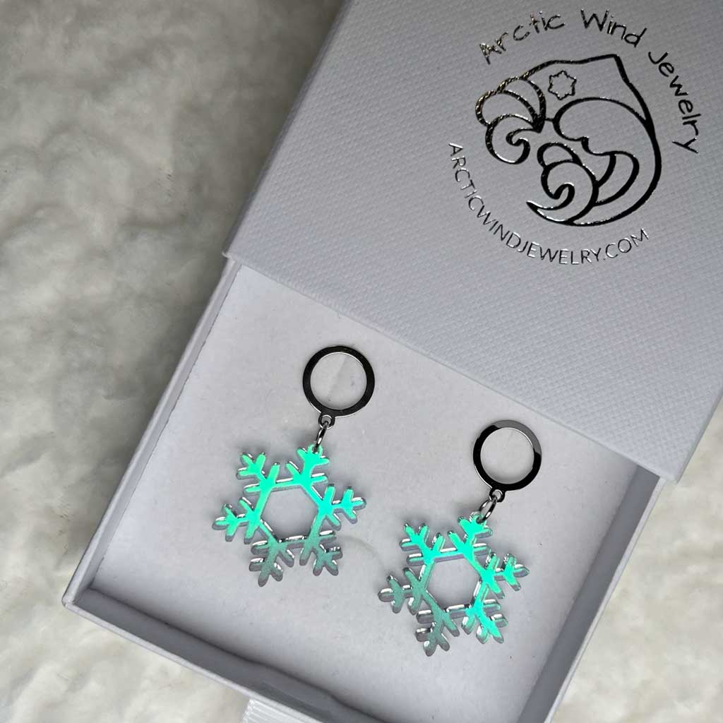 Aurora Borealis Snowflake Acrylic Sterling Silver 925 -earrings