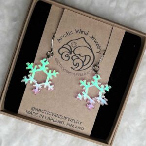 Magical Pink Like Polar Night Sky Snowflake Acrylic -earrings