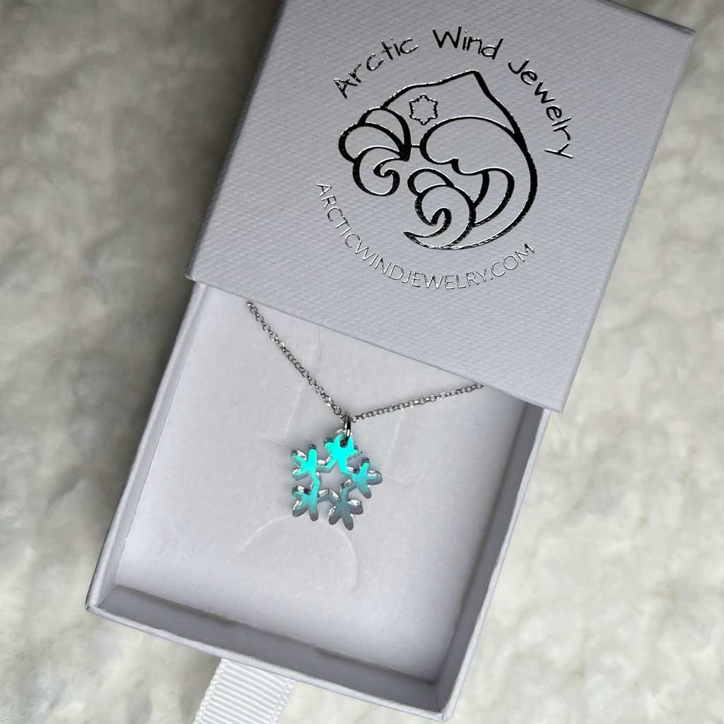 Aurora borealis silver necklace