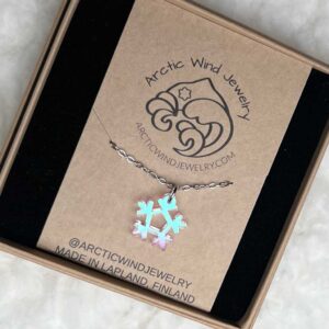 Tiny Pink Like Polar Night Sky Snowflake Acrylic -necklace